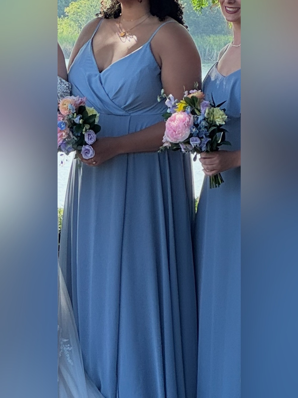 Dusty Blue Bridesmaid Dress - A-Line Chiffon Gown